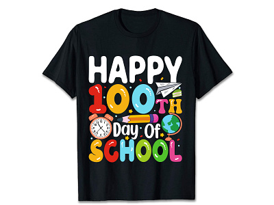 Happy 100th day of school, t-shirt design amazon t shirt custom t shirt design design graphic design happy 100th day of school t shirt teesdesign typography typography t shirt