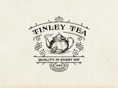 Tinley Tea brand identity branding hand drawn identity illustration logo logo design tea logo vintage logo
