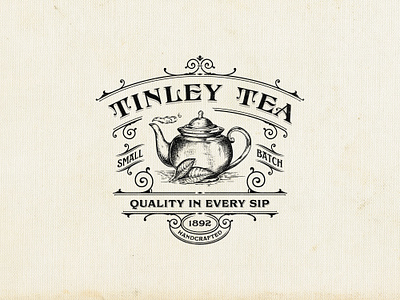 Tinley Tea brand identity branding hand drawn identity illustration logo logo design tea logo vintage logo