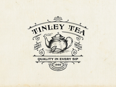 Tinley Tea brand identity branding hand drawn identity illustration logo logo design tea logo vintage logo