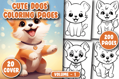 Cute Dogs Coloring pages For Kids 3d amazon animation branding coloring coloring page design graphic design illustration kdp logo motion graphics ui