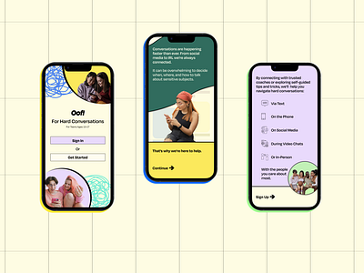 Oof! For Hard Conversations: Teen Social Emotional Support App graphic design ui