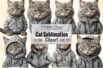 Stupid Gray Cat Sublimation Clipart funny cat png