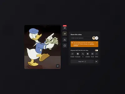 Sharing Modal Dark Mode dark mode gif gif sharing modal modal element share share modal sharing sharing function sharing modal ui ui element ui modal video video sharing