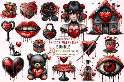 Bloody Valentine Clipart Bundle horror valentine png