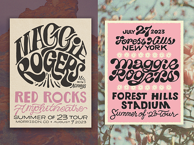 Maggie Rogers gig posters concert poster gig poster graphic design hand lettering indie music lettering maggie rogers poster design