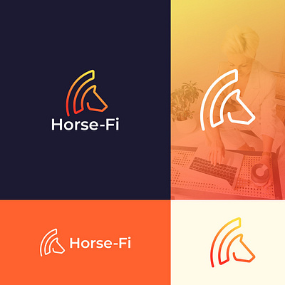 Horse-Fi Logo concept animal gradient horse logo logo design minimal minimalist logo modern logo network logo orange shade vector vibrant wifi logo
