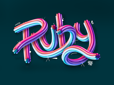 Ruby 3d 3d art 3d type custom type hand drawn illustration lettering lettering art ruby type typography