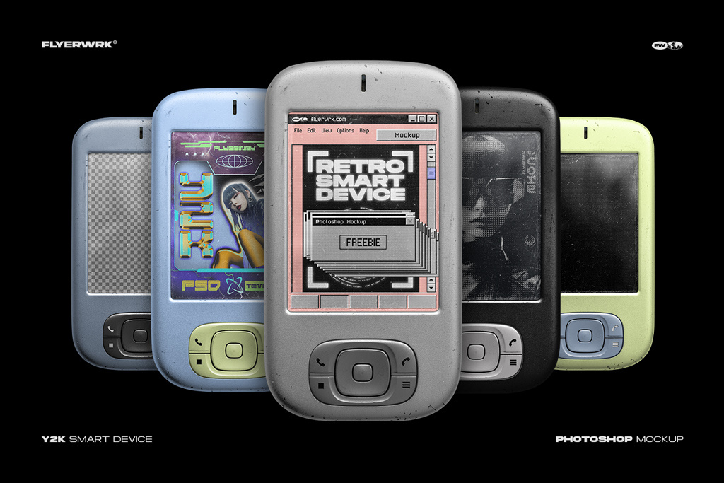 Retro Smart Device Mockup 2000s design device free mobile mockup pc pda phone photoshop pocket retro screen smart template windows y2k