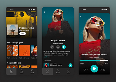 Podcast app mobile app ui
