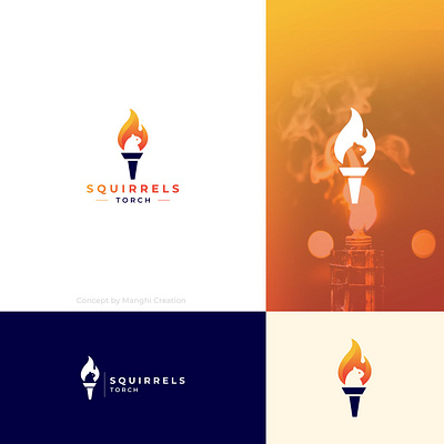 Squirrels Torch Logo Concept animal gradient logo logo design minimalist modern orange race sport squirrel torch tournament