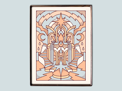 The Lotus Shrine-Psychedelic Poster california designer flower design gig poster design lotus music poster design poster designer poster illustration psychedelic shrine stained glass stairs star design trippy