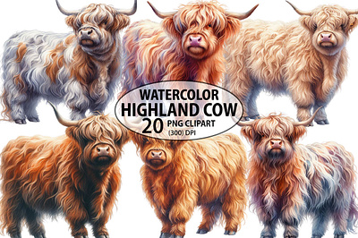 Watercolor Highland Cow Collection cow nursery print