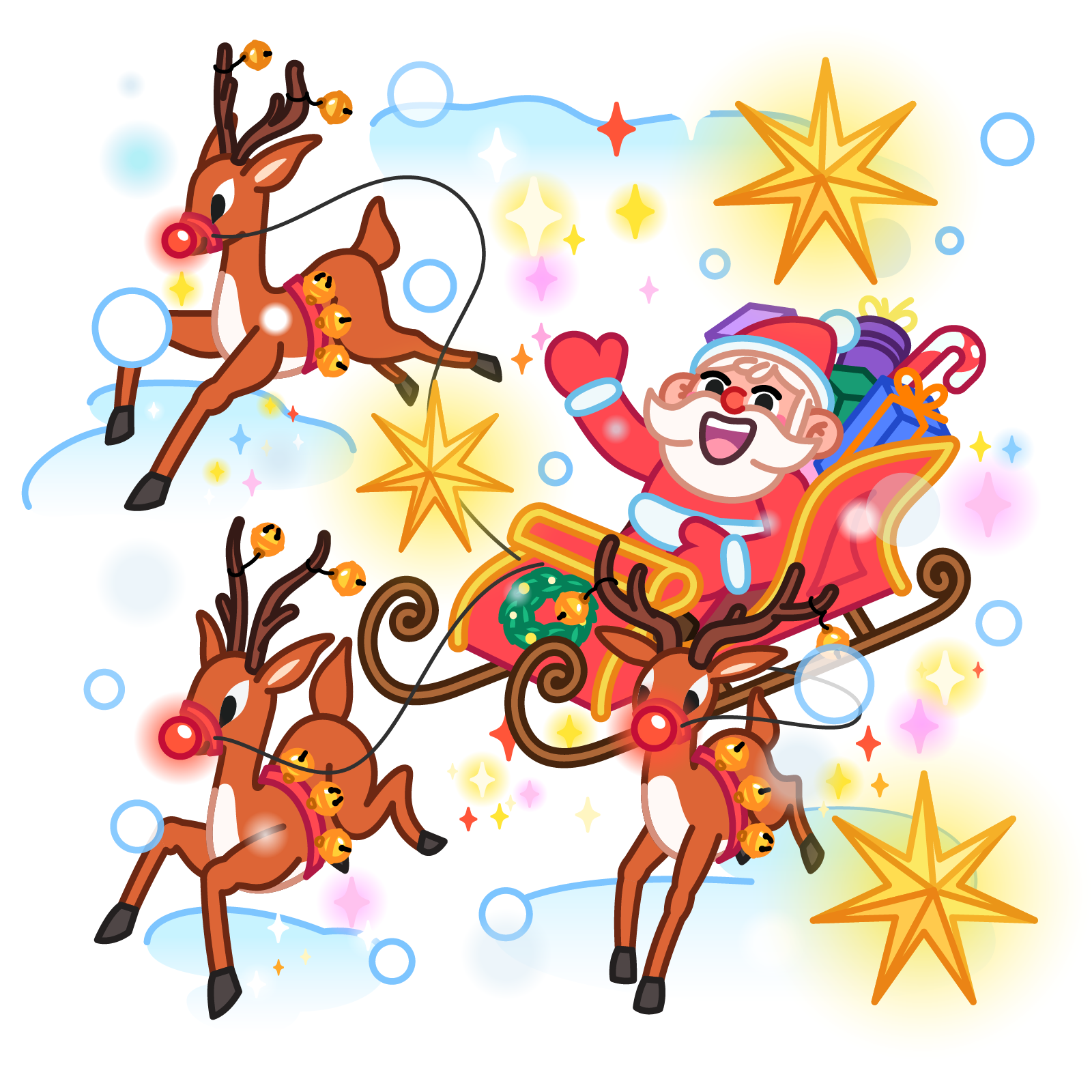 Happy Hollidays 🎅 2024 animation cartoon character christmas hollidays illustration mishax newyear santa snow stars sticker stickers vector xmas