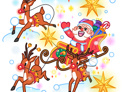 Happy Hollidays 🎅 2024 animation cartoon character christmas hollidays illustration mishax newyear santa snow stars sticker stickers vector xmas