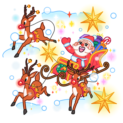 Happy Hollidays 🎅 2024 animation cartoon character christmas hollidays illustration mishax newyear santa snow stars sticker stickers vector xmas