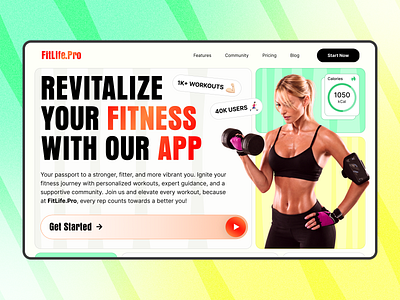 Landing Page for FitLife.Pro app branding design design app figma fitness landing page mobile sport ui ux