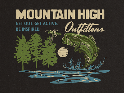 Mountain High Midnight Bass apparel branding design graphic design illustration outdoors screenprint vector