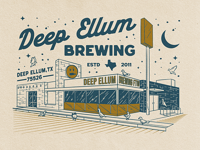 Deep Ellum Brewing apparel branding design graphic design illustration outdoors screenprint vector