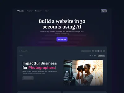 Durable - Website builder landing page ai artificial intelligence dark design durable futuristic landing page ui ux website builder