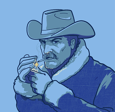 Marlboro man in blue, winter edition. branding cigarets country face graphic design illustration man smoking vector