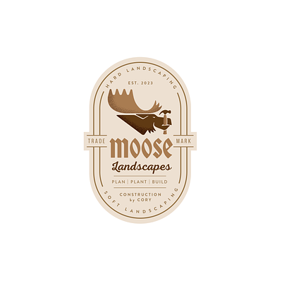 Call of the wild badge branding construction identity landscaping logo moose
