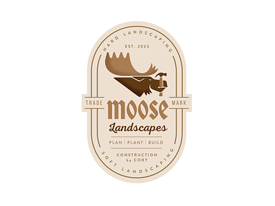 Call of the wild badge branding construction identity landscaping logo moose
