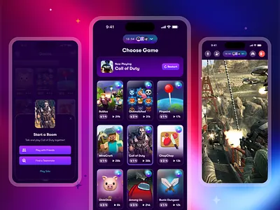 Rune: Game Grid app call of duty chat design friends games gaming grid mobile rune ui ux video voice