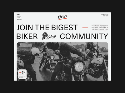 Bicho Landing Page bike biker classic community echo echo design echodesign exclusive gray hero hero section join landing landing page mono motor motorcycles typography unique webdesign