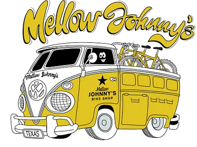 Mellow Johnny's Bike Shop apparel graphics design illustration typography