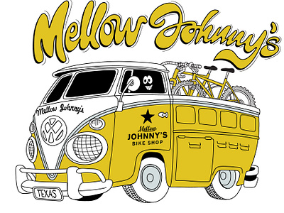 Mellow Johnny's Bike Shop apparel graphics design illustration typography