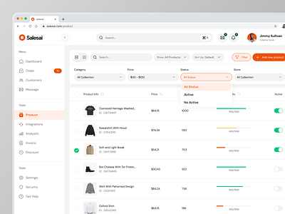 SaaS Product Page Dashboard b2b clean crm dashboard dashboard design design e commerce ecommerce filter management product design product detail product page saas saas design sales sales dashboard sales management ui