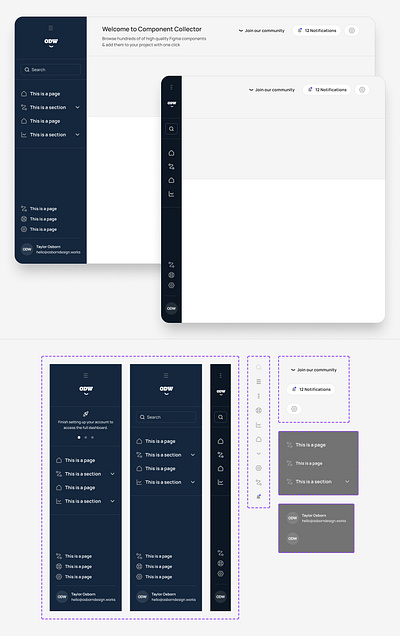 Dashboard Sidebar Navigation from Component Collector app component dashboard design figma odw sidebar ui web app
