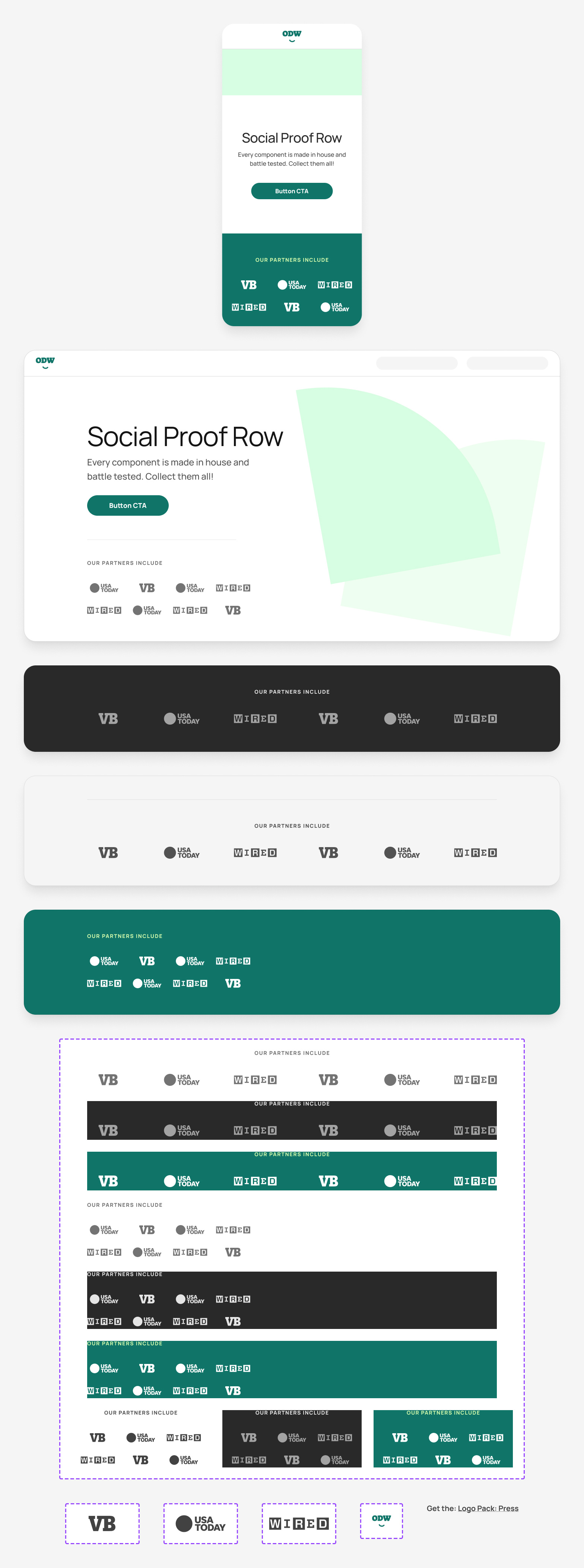 Social Proof Logo Row from Component Collector by Taylor Osborn on Dribbble