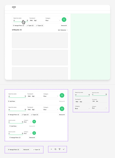 Search Results Page UI from Component Collector component design figma filters odw results search ui