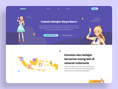 Classik: Kelas Asik - Website Landing Page desktop design gamification landing page metamesta metaverse product landing page ui design ux virtual vtuber website website design