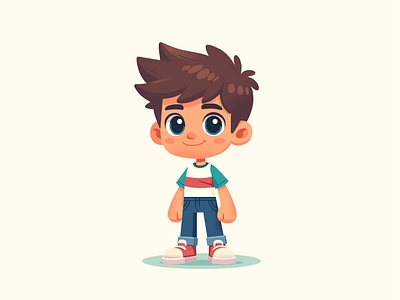 Illustrated Boy character illustration pastel vector