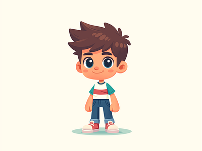 Illustrated Boy character illustration pastel vector