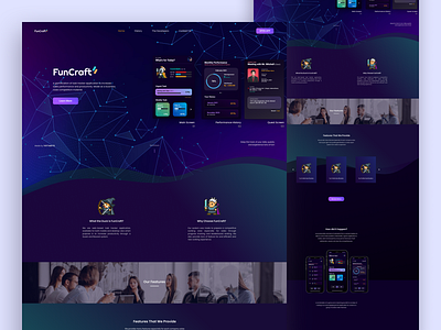 FunCraft Landing Page Design dark mode funcraft gamification gamifikasi landing page ui design web design website website design website inspo