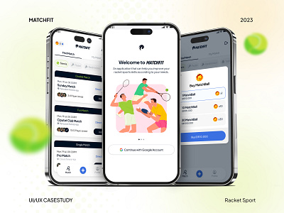 Matchfit - UX/UI Design for Finding Opponents in Racket Sports app app design clean digital product mobile app racket sports ui uiux ux