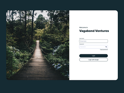 Vagabond Ventures Login Page - Website Design desktop design log in login page nature sign in sign up page ui design ui inspo website design website login