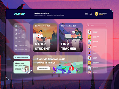 Classik: Kelas Asik - Desktop Dashboard Design classik dashboard education gamification gamifikasi learning platform metaverse ui concept ui design