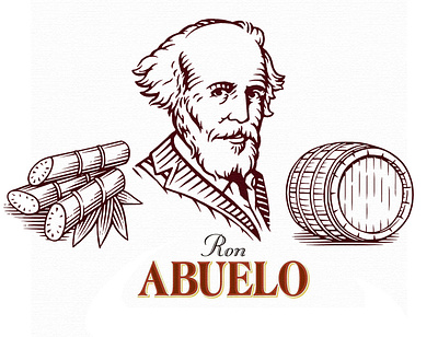 Ron Abuelo Two Oaks XII brand-marks by Steven Noble artwork design drawing engraving etching icons illustration line line art logo portrait ron abuelo scratchboard steven noble woodcut