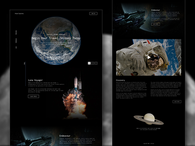 Horizons Travel Odyssey - Desktop Design cosmos dark mode desktop design landing page space space travel travel ui ui concept ui design ui inspo web design website design