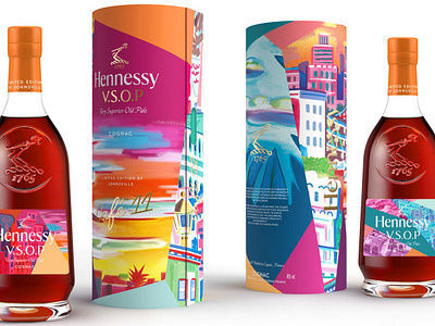 Cafe 11 X Hennessy VSOP Special Edtion Bottle graphic design illustration labelart