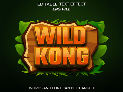 wild kong text effect for badge gaming app badge branding design game label logo text effect ui wild kong