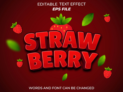 strawberry text effect for badge food badge branding design food graphic design illustration label logo strawberry text effect ui