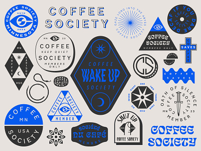 Coffee Society II badge branding coffee custom design eye illustration lockup logo minnesota secret snake society type