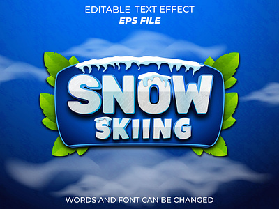 snow skiing text effect for badge gaming app badge branding design game graphic design illustration label logo skiing snow text effect ui
