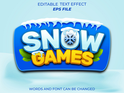 snow games text effect for badge gaming app badge branding design game graphic design illustration label logo snow text effect ui